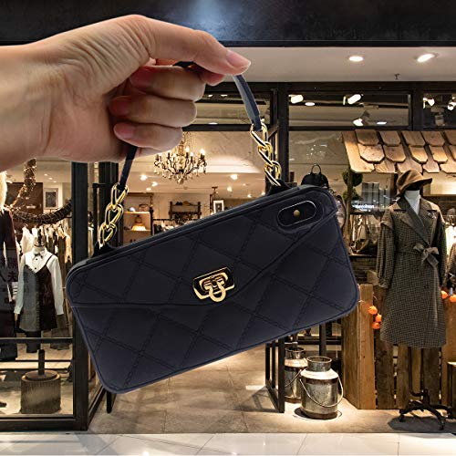 Omio for iPhone 11 Pro Max Handbag Case with Card Holder Wrist Lanyard Shoulder Strap Soft Silicone Gel Cover Wallet Case for Women Luxury Stylish Long Pearl Crossbody Chain Case for iPhone 11 Pro Max