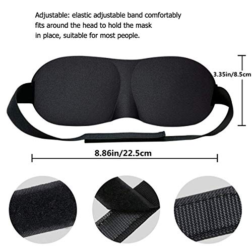 Sleep Mask, Sleeping Mask, Eye Mask for Men and Women with 3D Contoured Shape, 100% Block Out Light, Lightweight & Comfortable with Adjustable Strap for Traveling/Naps/Night Sleeping(3 Pack)