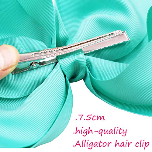 16Pcs 8 Inch Bows Large Big Boutique Grosgrain Ribbon Hair Bows Alligator Hair Clips For Girls Toddlers Kids Teens