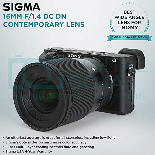 Sigma 16mm F1 4 Dc Dn Contemporary Lens For Sony E Mount Cameras With Altura Photo Advanced Accessory And Travel Bundle Accessories Supplies Accessories