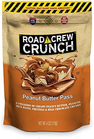 Road Crew Crunch Peanut Butter Pass Salty-Sweet Snack with Peanuts, Pretzels, Milk Chocolate Chunks and more - Made with Gluten Free Ingredients, Fair Trade Certified - 4 Ounce Bag