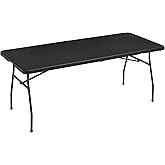 �鶹�� Basics Folding Table 6ft with Carrying Handle, Black