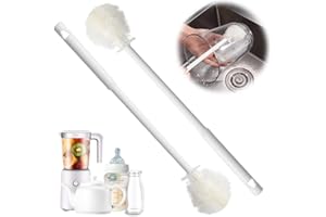 COLODAY Soft Bristle Silicone Cup Brush, Upgrade 360°Silicone Cup Brush Long Handle Water Bottle Brush Cleaner, Cup Cleaner Brush Cup Lid Cleaning Brush for Narrow Neck containers (2, White)