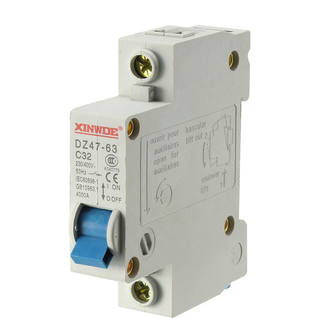 sourcing map 1 Pole 32A 230/400V Low-voltage Miniature Circuit Breaker Din Rail Mount DZ47-63 C32