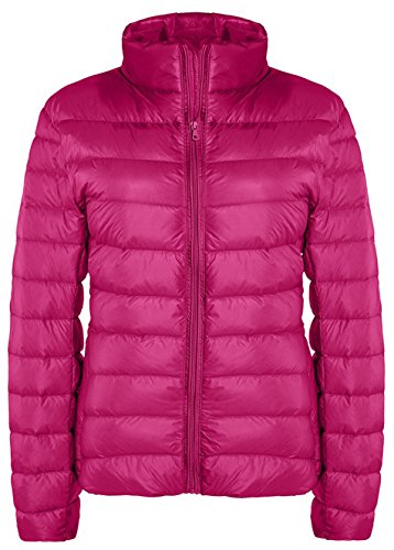 Water Repellent Down Jacket for Women,Lightweight Down Coat ,Rose Red US S