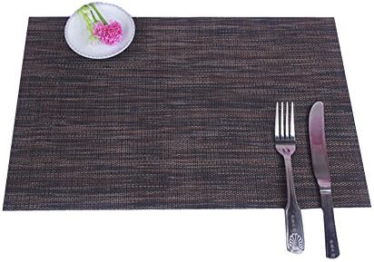 Place Mats for Dining Table or Kitchen, Home or Hotel Quality Thermal Bonded Edges, Reversible Placemats[4-Pack],Easy to Clean Woven Vinyl Place Mats,Reversible and elegant Placemats (4, Black02)