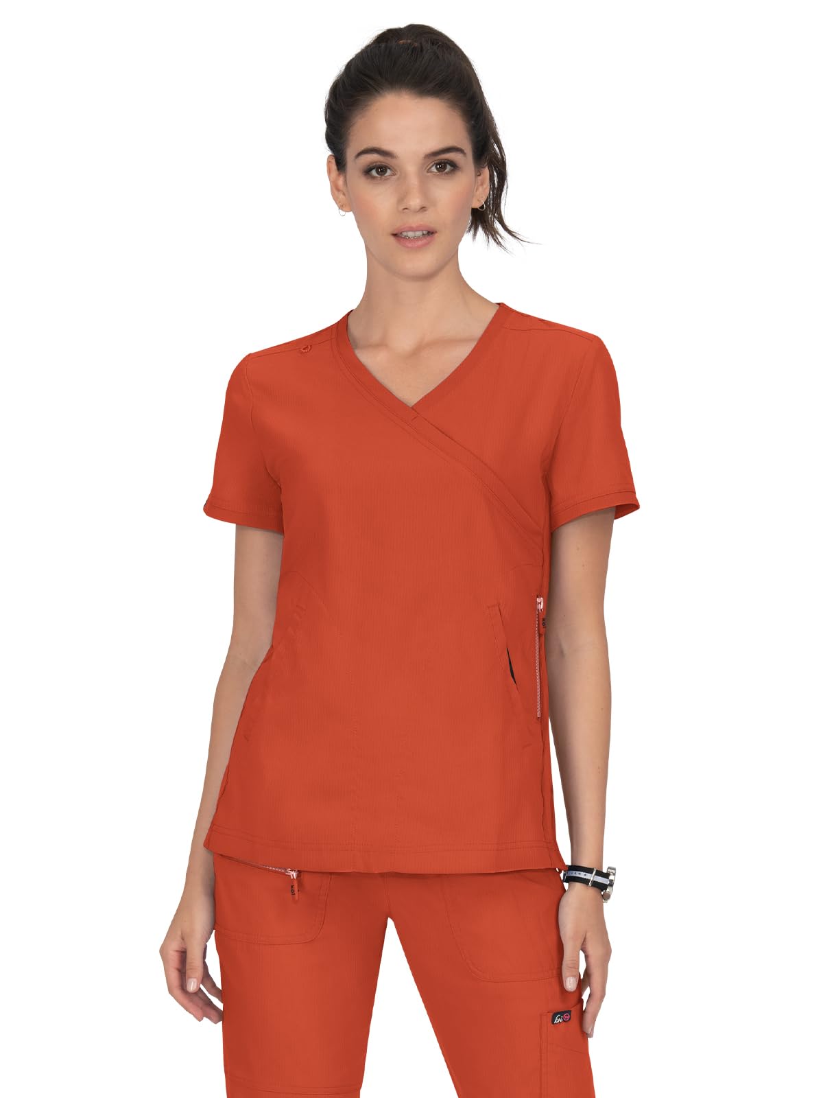 KOI Lite Philosophy Women's 3-Pocket Mock-Wrap Scrub Top Terracotta XX-Small Image