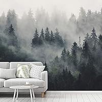 Wall Mural Foggy Forest Removable Self-Adhesive Wallpaper Wall Decoration for Bedroom Living Room - 66x96 inches