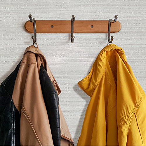 Tatkraft Charm Solid Coat Rack with 3 Heavy Duty Double Hooks Wall