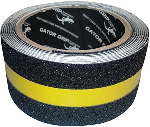 Gator Grip | Premium Grade Anti-Slip Tape,High Visibility Yellow Stripe|Solid Black Anti-Slip Traction Tape for Indoor and Outdoor Applications,2-Inch x 10-Foot Roll