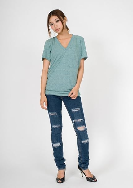 Amazon アメリカンアパレル アメアパ American Apparel トライブレンド 深vネック Tシャツ メンズ レディース Xsサイズ Tri Lemon ミント系 Tシャツ カットソー 通販