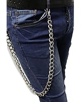 TFJ Men Fashion Wallet Chain Long Chunky Links Thick Metal Jeans Keychain Fashion Jewelry Classic Silver