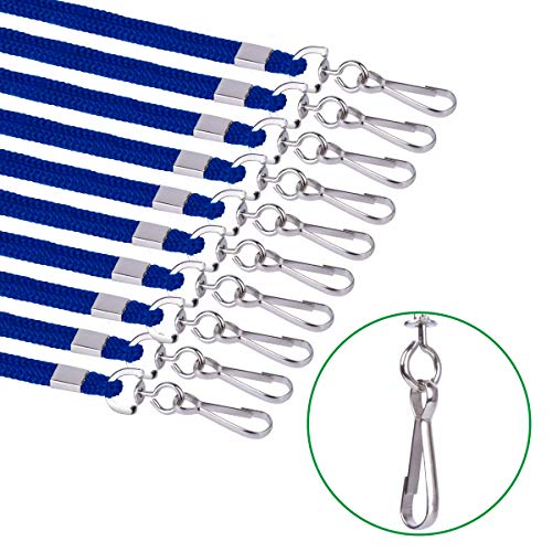 EcoEarth Lanyard (Preimum Tier) (100 Pack Round Non-Breakaway with J-Hook) Blue Lanyards for ID Badges, Badge Lanyard, ID Lanyard, Name Tag Lanyard ID Holder, Cruise Lanyard, Bulk Lanyard