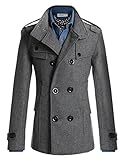 Doublju Mens Half Trench Coat GRAY (US-M)