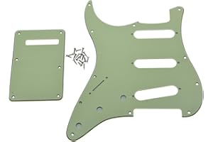 KAISH Lefty ST/Strat Style SSS Pickguard Left Handed Tremolo Trem Cover Back Plate for USA/Mexico Stratocaster/Strat Mint Green 3 Ply