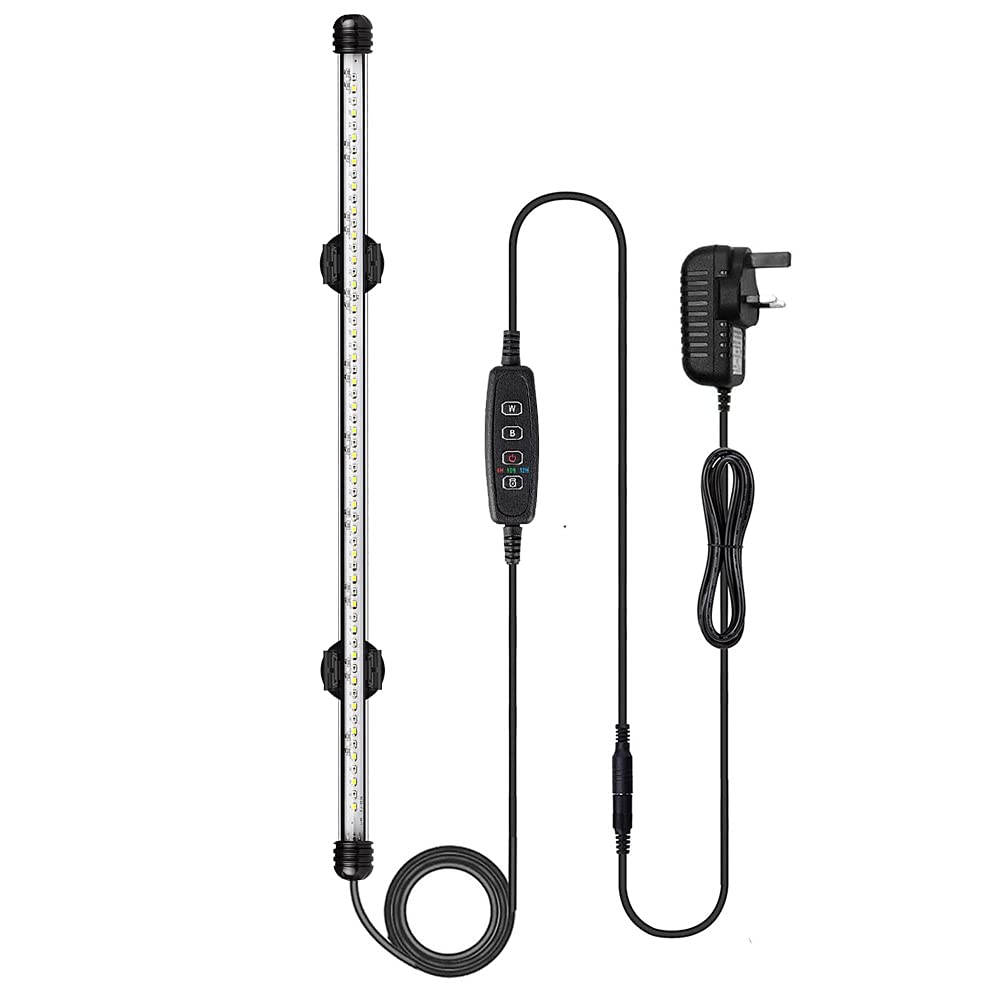 VARMHUS LED Aquarium Light, Color Changing Fish Tank Light with Timer for Sunrise and Sunset (48cm, Blue+White)