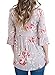 AlvaQ Womens Ladies Sexy Club Party Plus Size Loose 3/4 Sleeve Floral Print Blouses Tops Shirts Grey Medium