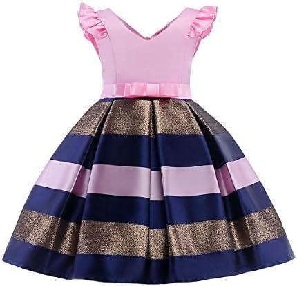 NSSMWTTC2-10T Girls Striped Dresses Toddler Christmas Wedding Party Dress