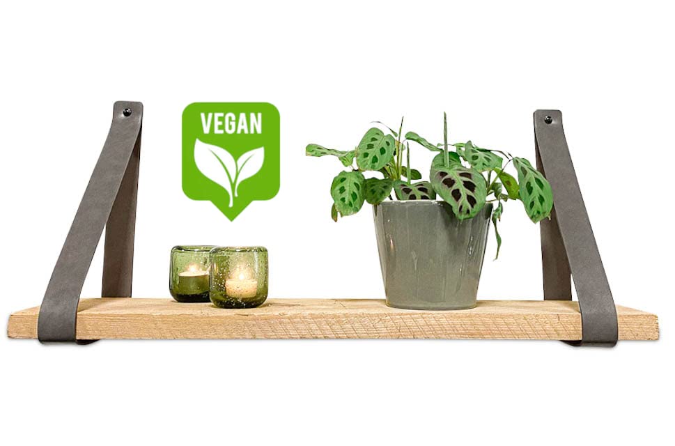 Brute Strength – PU Leather shelf brackets - Dark grey - 6 pieces - Wall support - Shelf supports - Synthetic leather shelf carriers