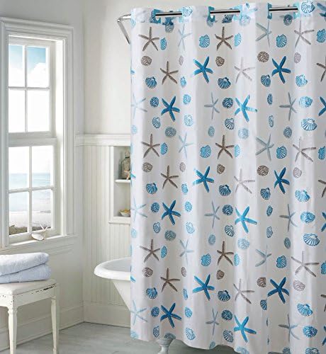 Amazon.com: Hookless PEVA Shower Curtain - Seashell - Blue ...