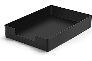 AZFUNN Letter-Size Tray Desk Letter Tray Paper Tray, Sturdy Heavy-Duty Plastic Printer Paper Tray, Single-Tier Stackable File Storage Organizer for Office Home (1, Black)