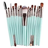 Sankuwen 15PCs Wool Makeup Brush Set Tools Toiletry Kit