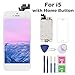 For iPhone 5 Screen Replacement Home Button, Arotech 4.0 inch Full Assembly LCD Display Digitizer Touch Screen Repair Tool Kit Tempered Glass (i5 White)