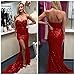 BEAUTBRIDE Women's Sexy Strapless Mermaid Evening Dress with Slit 2018 New Red B 16