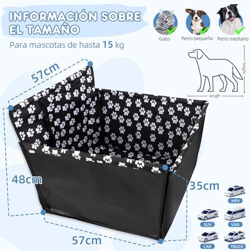 Cão para Cadeira de Carro 68x57x33 cm Impermeável – Transportadora para cães com cinto, Carro para cama, Cadeira Cochee aprovada para cães, Capa para carro