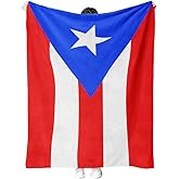Puerto Rico Flag Blanket, Soft Fuzzy Throw for Travel and Home, Red White Blue Design (40" x 30")