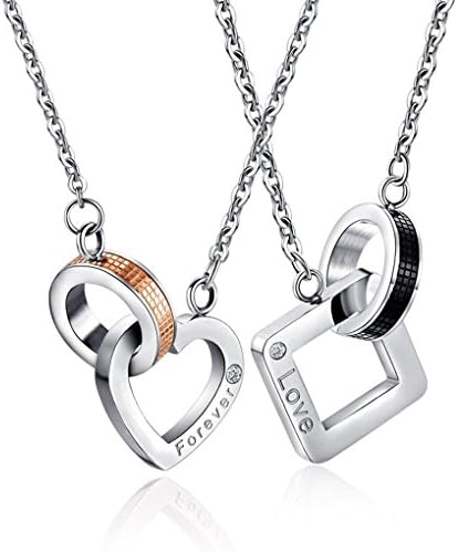 Southsunshine Titanium Stainless Steel Engagement Couple Lovers Pendant Necklace Set for Love