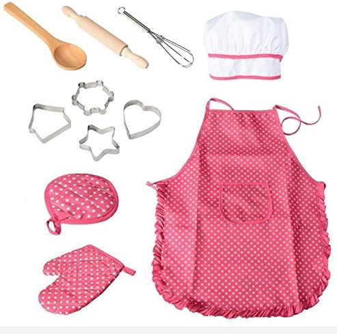 Chef Set for Kids cooking, 11pcs Kitchen Costume Role Play Kit with Apron for Girls Age 3+,Children's Day Gift, Chef Hat &amp; Other Accessories for Toddler baking Career Role Play Children Pretend Play