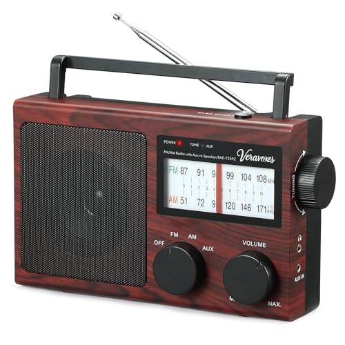 VERAVOXES Portable AM/FM Radio Red Oak Wood Grain