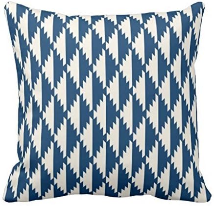 Navajo Diamond Tribal Pattern Navy and Cream Throw pillowcase 1616