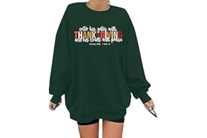KIDDAD Thanksgiving Sweatshirts for Women Thankful Blessed Bible Verse Christian Shirt Pullover Tops Blouse