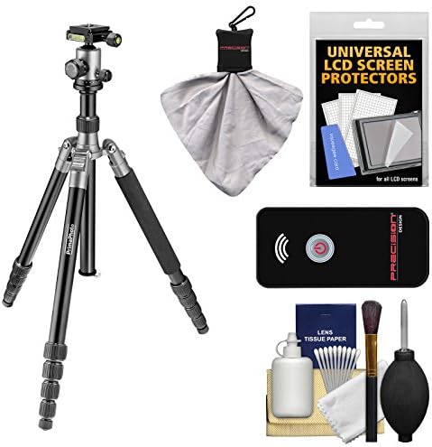 PrimaPhoto Big PHTRBSL 55.1" Foldable Tripod & Ball Head with Case (Silver) with Wireless Shutter Release + Accessory Kit