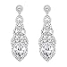 BriLove Wedding Bridal Dangle Earrings for Women Crystal Art Deco Teardrop Hollow Chandelier Jewelry Clear Silver-Tone