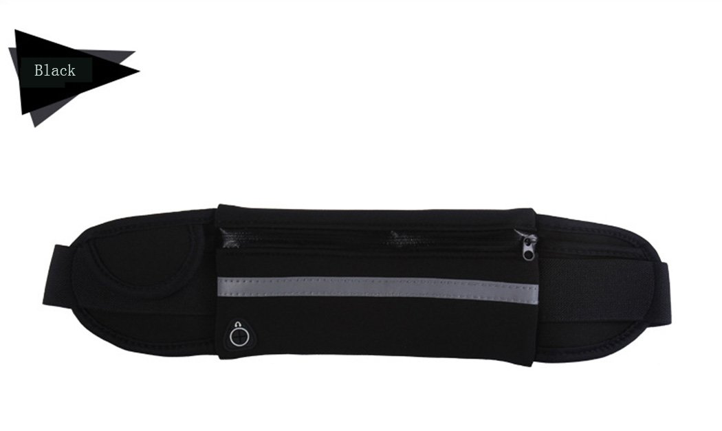 Ranvi Waterproof Running Belt Waist Pack, Water Resistant Runners Belt Fanny Pack for Hiking Fitness, Adjustable Running Pouch for All Kinds of Phones iPhone Android Windows, Black Color.