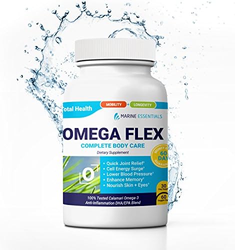 Marine Essentials Omega 3 Joint Relief - “Omega Flex” 7 Day Joint Pain Relief Supplement w/Calamarine Omega 3 and Calcium Fructoborate (60 Capsules)