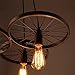 Lixada 3 Arms E26/E27 Hanging Metal Wheels Ceiling Pendant Light Vintage Industrial Retro Country Style Chandelier Dining Hall Restaurant Bar Cafe Lighting Use(No bulbs provided)