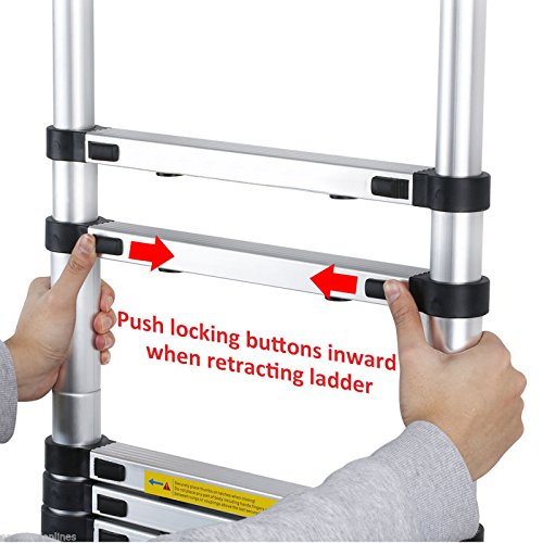 Telescoping Ladder 10.5ft/3.2M Multi Function Aluminum Staright Ladders Retractable Easy to Carry Collapsible for Decoration Household Daily Office Emergency - 330lbs Capacity