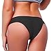 FITTOO Women's Brazilian Bikini Thong Back Ruched Bottom Cheeky T-Back Swimwear Black S