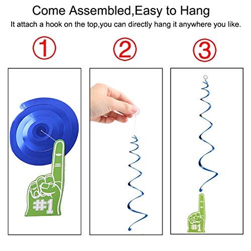 EVERMARKET 30Ct American Football Hanging Swirl Football Game Day Party Decorations 2020 Garland Sports Day Hanging Swirl Foils,Football Theme Birthday Party Supplies Ornaments Fan Décor - Thumbnail 3