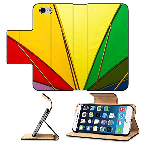Luxlady Premium Apple iPhone 6 iPhone 6S Flip Pu Leather Wallet Case IMAGE ID: 33726885 underside of a rainbow umbrella abstract colorful background