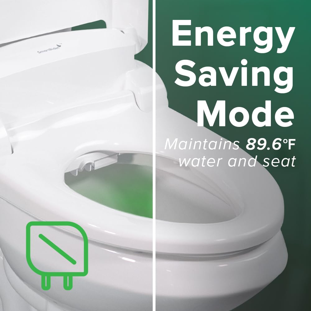 SmartBidet® SB-2000WE Electric Smart Bidet™ Toilet Seat with Heated Seat, Warm Air Dryer, Temperature Control Wash, and Control Panel, Elongated Seat