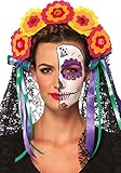 Leg Avenue Women's Day Of The Dead Flower Headband with Lace Veil Costume Accessory, Multicolor, One Size