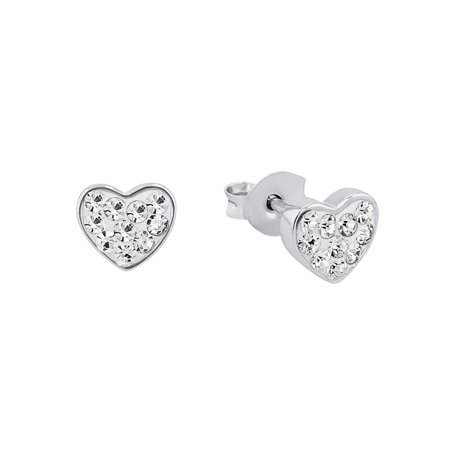 Amor Stud earrings Women Ear jewelry, with Crystal, 6 cm, Silver, Heart, Comes in jewelry gift box, 9968459 โ image 1