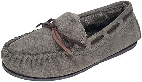 Women's Faux Suede Fur Lined Slip On Flat Loafer Moccasins (9 B(M) US, Grey)