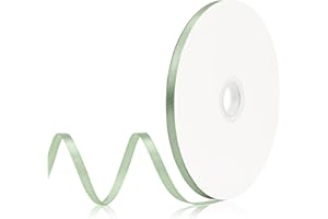 Aoropo Sage Green Satin Ribbon 1/4 Inch x 120 Yards, Solid Polyester Fabric Ribbon for Gift Wrapping, Floral Arrangements, Cr