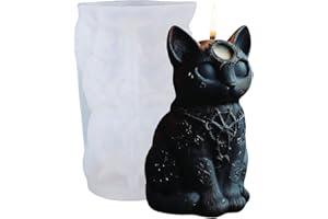 Mystical Cat Candle Mold, 3D Magic Kitten Silicone Molds for Candles Soap Resin Cement Plaster Craft, Cat Soap Molds for Goth